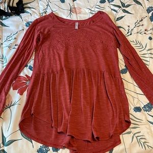 Burnt Red Flowy Shirt